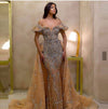 LG451 Luxury Crystal Evening Dresses With Detachable Train