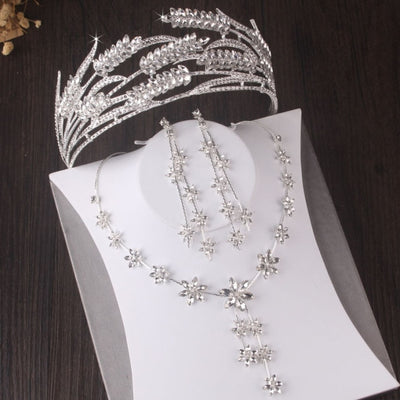BJ389 Luxury Bridal Jewelry Sets (Necklace+Earrings+Crown)