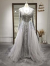 LG148 : 2 styles Grey Crystal Tassel Evening Gowns