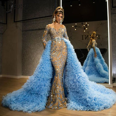 LG430 Luxurious Heavy Beading Pageant gown with Detachable Train