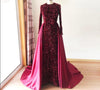 LG475 Real picture sequined mermaid Gown with detachable train