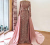 LG475 Real picture sequined mermaid Gown with detachable train