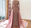 LG475 Real picture sequined mermaid Gown with detachable train