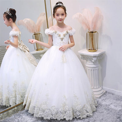 FG447 Pageant Dress with long tail for Girls ( 6 Colors )