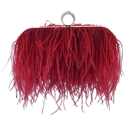 CB329 Luxury Ostrich Feather Party Clutch Bags ( 11 Colors )