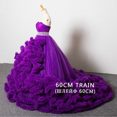 CG147 Strapless Sashes Crystal Ruffle Wedding Dresses  (7 Colors)