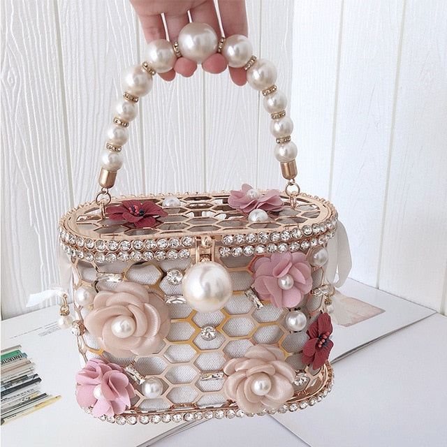 CB212 Flower Pearls hollow out Party Clutch Bags(2 Colors ...