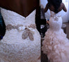 HW164 ruffle mermaid wedding gown with diamond sash