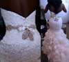 HW164 ruffle mermaid wedding gown with diamond sash