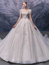 HW454 Short sleeve Beaded Bridal Gowns