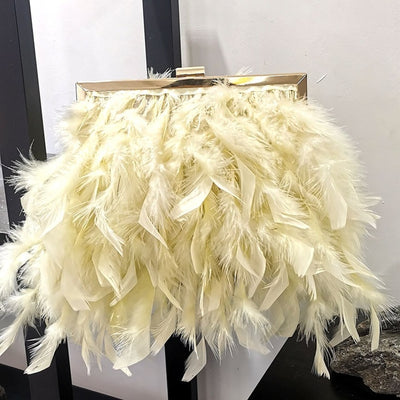 CB217 White pearls Feathers Bridal Clutch Bags ( 6 Colors )