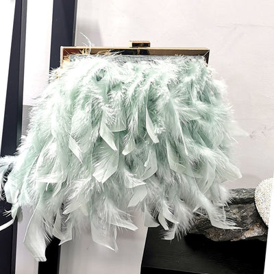 CB217 White pearls Feathers Bridal Clutch Bags ( 6 Colors )