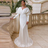 CW454 Simple full puffy Sleeves mermaid Wedding Dress