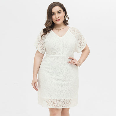 MX279 Plus size White lace Cocktail dress