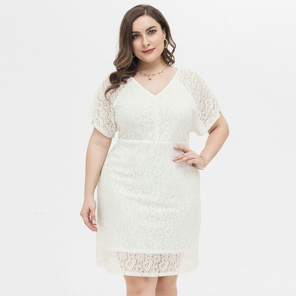 MX279 Plus size White lace Cocktail dress - Nirvanafourteen