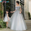 MM23 Grey Mother & daughter matching Evening Gown