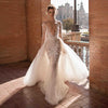 CW322 Sexy V Neck Backless Bohemian Bridal Gowns with overskirt