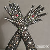 BV119  Rhinestones Mesh Gloves for dance stage performance (2 Colors)