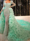 LG429 Sequined Pageant Gown with detachable train