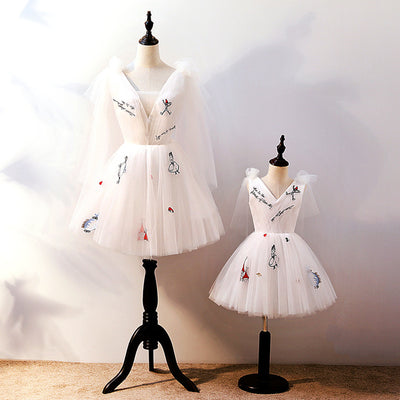 MM08 Korean Embroidery Cartoon  Mother & Kid Matching Dresses