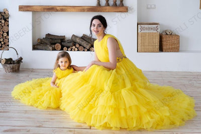 MM35 Tulle Puffy Mother & Daughter Matching Evening Dresses