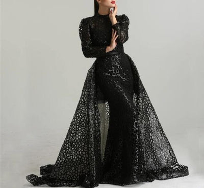 LG242 Luxury Muslim mermaid Evening Gown with removable skirt