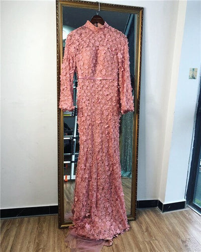 LG244 Handmade 3D flower beaded Muslim Evening Dresses(3 Colors)