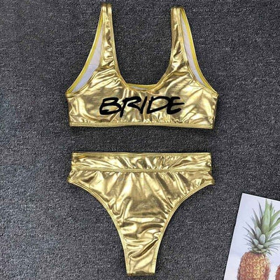 SW15-1 : 2 styles shiny Bride& bridesmaid swimwear (Silver/Gold)