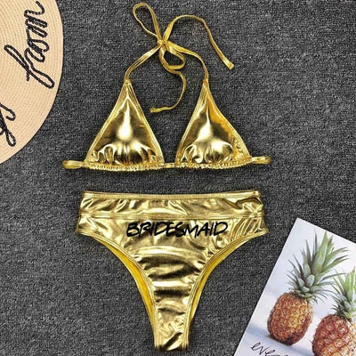SW15-1 : 2 styles shiny Bride& bridesmaid swimwear (Silver/Gold)