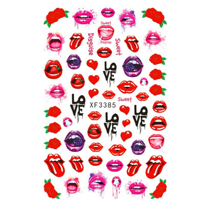 BC10 Red Lips Nails art Sticker