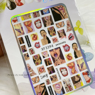 BC10 Red Lips Nails art Sticker