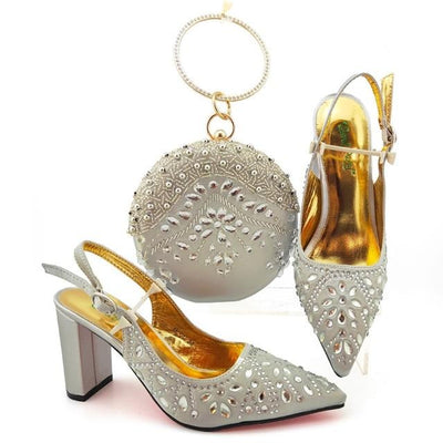 BS168 Wedding Shoes + Matching Clutch Bags ( 5 Colors )