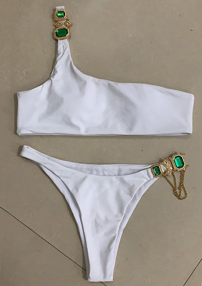 SW06 Diamond One shoulder Bikini sets ( 6 Colors )