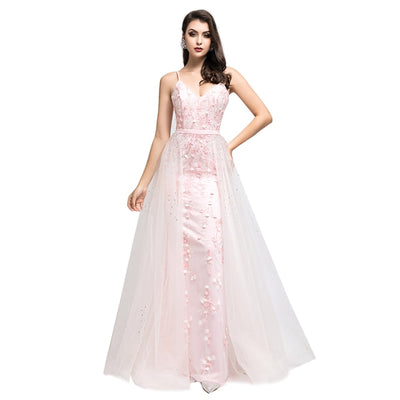 LG284 Elegant  beaded Evening gown with over tulle skirt ( 7 Colors )