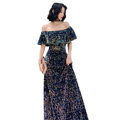PP255 Off-The-Shoulder sequin Korean Prom Dress