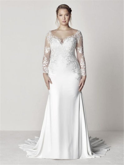 CW515 Plus size mermaid wedding dress.