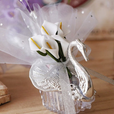 DIY484 :24pcs/lot Acrylic Swan with Lily Flower Wedding favors Boxes