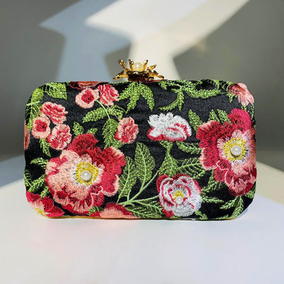 CB367 Floral embroidery Party clutch Bags ( 4 Colors )