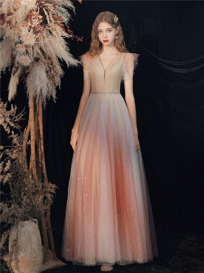 BH235 Simple V neck A-line Bridesmaid dress