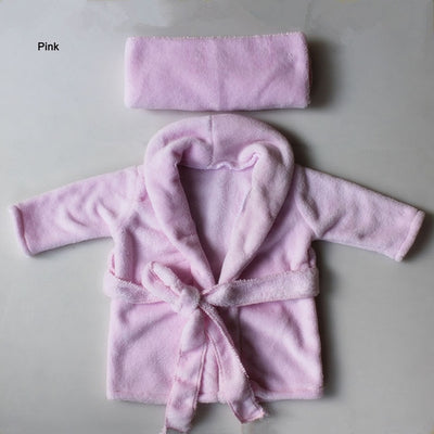 PH06 Newborn  Photography Props Scarf+Bathrobe (White/Pink)