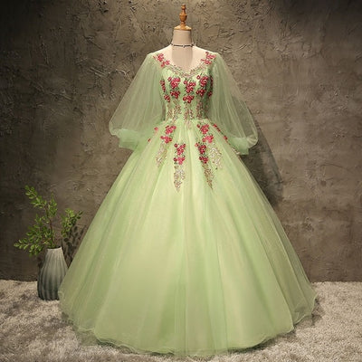 CG205 Full Sleeve embroidery Prom Ball Gowns ( 3 Colors )