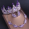 BJ167 Purple Crystal Bridal Jewelry Sets(Crown+Necklace+Earrings)