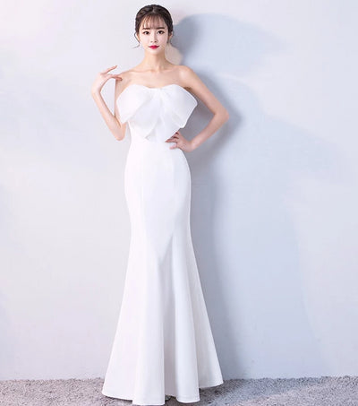 BH153 White strapless Big Bow Homecoming Dress