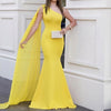 PP302 One shoulder yellow chiffon Long Prom Dress