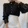 TJ117 korean plus size Hollow Out Lace Blouses ( 3 Colors )