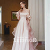 BH438 Pink strapless  Bridesmaid dress with removable puff sleeve