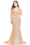 PP290 Plus Size gold embroidery mermaid Evening Dresses(6 Colors)
