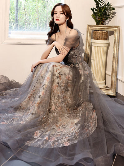 BH305 Spaghetti Strap Gray Homecoming dress