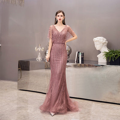 LG387 Elegant beaded Evening Gowns ( 5 Colors )