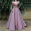 LG522 Handmade purple Evening Gowns with overskirt